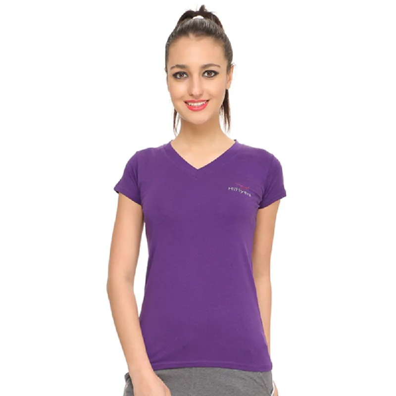 HiFlyers Womens T Shirt Purple Elegant Silk Short Shirt