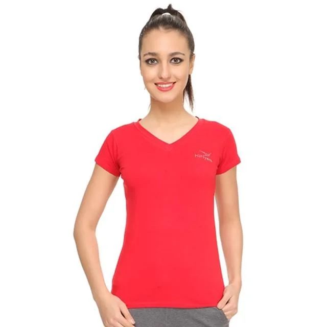 HiFlyers Womens T Shirt Red Casual Button-Down Short Shirt