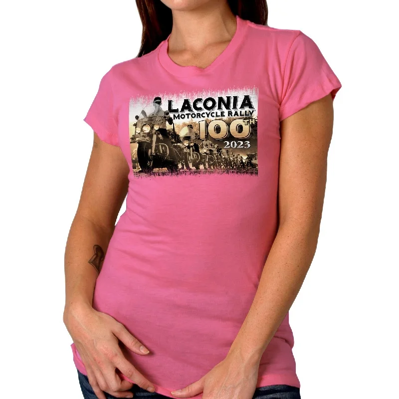 Hot Leathers Ladies Laconia Bike Week 2023 100 Year Shirt Stylish Split-Hem Short Shirt