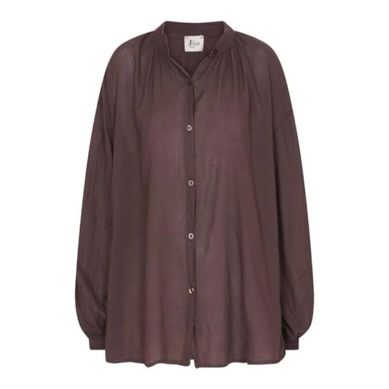 L/S Shirt Chocolate Casual Boxy Short Shirt