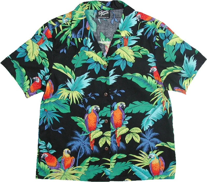 Jungle Parrot Women's Hawaiian Camp Shirt Elegant Lace Short Sleeve