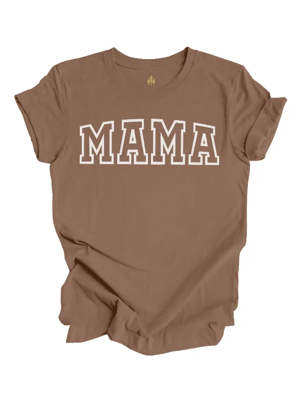 MAMA Varsity Short Sleeve Shirt - Brown Relaxed Short Sleeve Tee