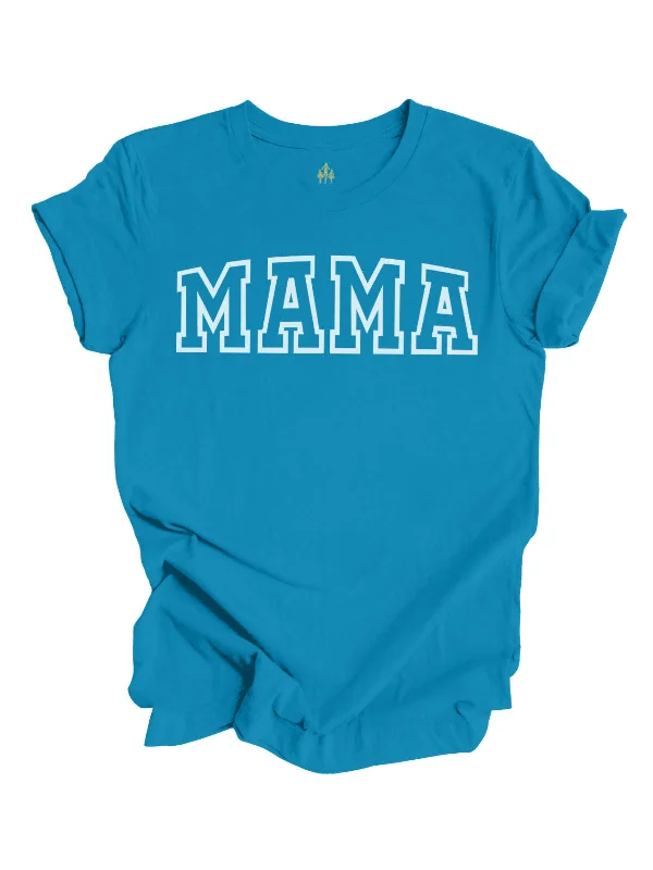 MAMA Varsity Short Sleeve Shirt - Electric Blue Fashionable Short Sleeve Shirt