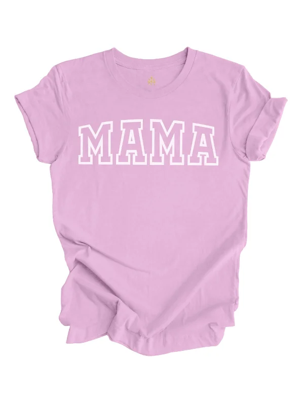 MAMA Varsity Short Sleeve Shirt - Lilac Comfortable Peplum Short Shirt