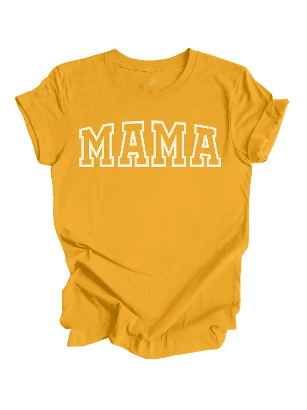 MAMA Varsity Short Sleeve Shirt - Mustard Yellow Relaxed Fit Short Tunic