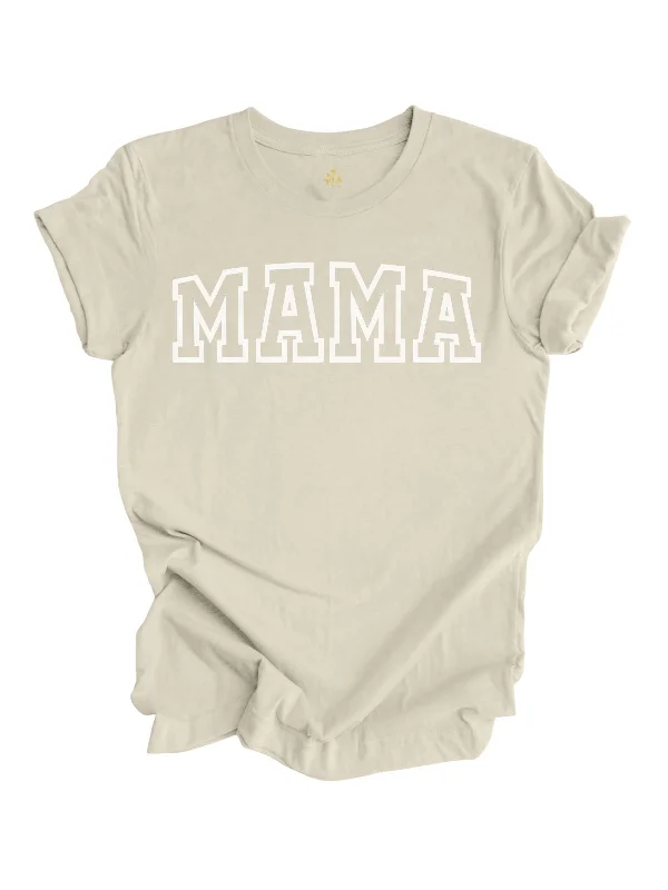 MAMA Varsity Short Sleeve Shirt - Natural Casual Ruffle Short Shirt