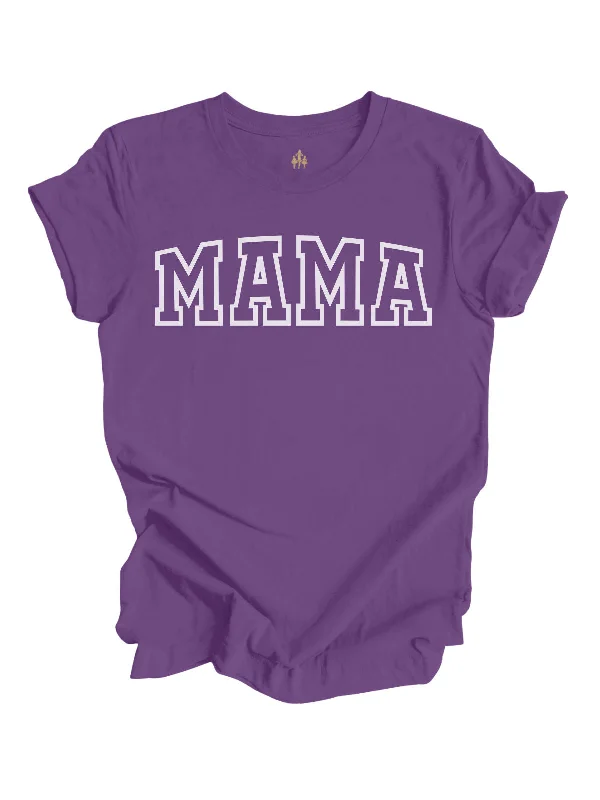 MAMA Varsity Short Sleeve Shirt - Purple Stylish Round Neck Shirt