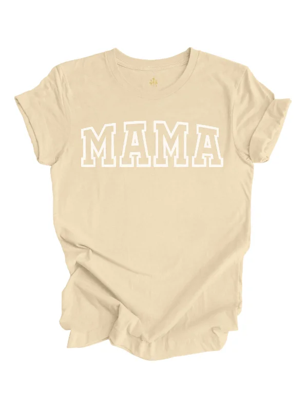 MAMA Varsity Short Sleeve Shirt - Soft Cream Comfortable Summer Short Shirt