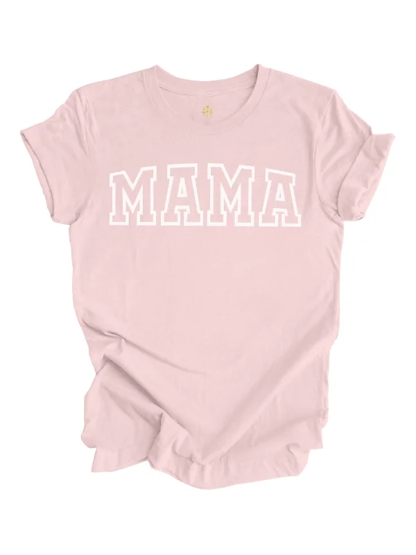 MAMA Varsity Short Sleeve Shirt - Soft Pink Relaxed Fit Short Shirt