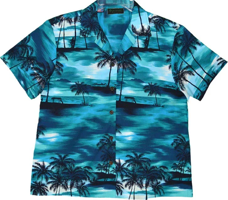 Night Time Surf Women's Hawaiian Camp Shirt Comfortable Fit Short Shirt