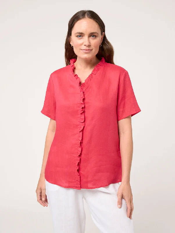 Niya Ruffle Shirt Modern Short Sleeve Top