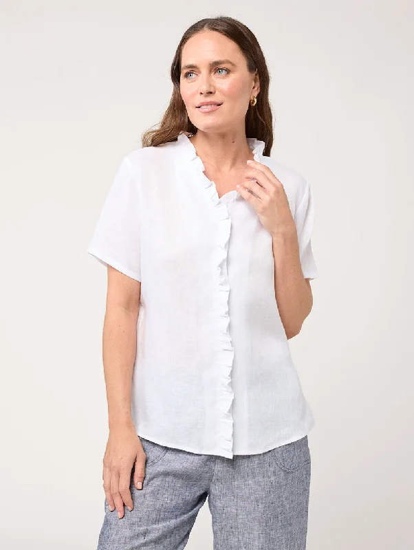 Niya Ruffle Shirt Stylish Split-Hem Short Shirt