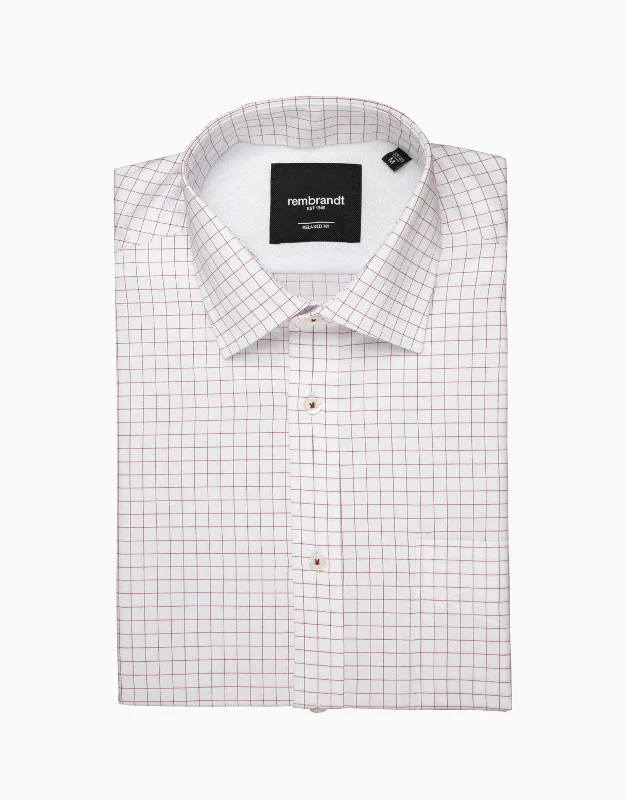 Rembrandt - Sinatra Shirt - Dark Red Graph Check Fashionable Button-Front Short Sleeve