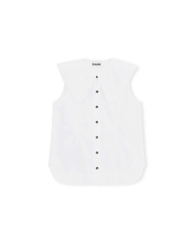 Sleeveless Shirt - Bright White Stylish Short Sleeve Polo