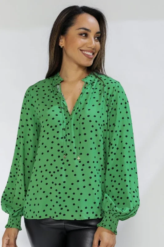 Stella + Gemma - Tyra Shirt - Mint Spot Relaxed Short Sleeve Tee