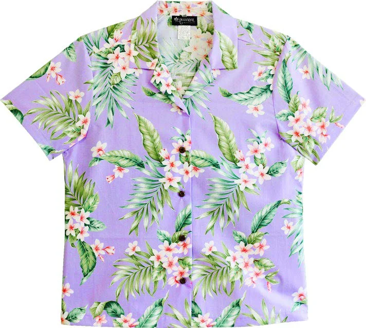 Sweet Plumeria Women's Hawaiian Camp Shirt Comfortable Short Sleeve Tunic