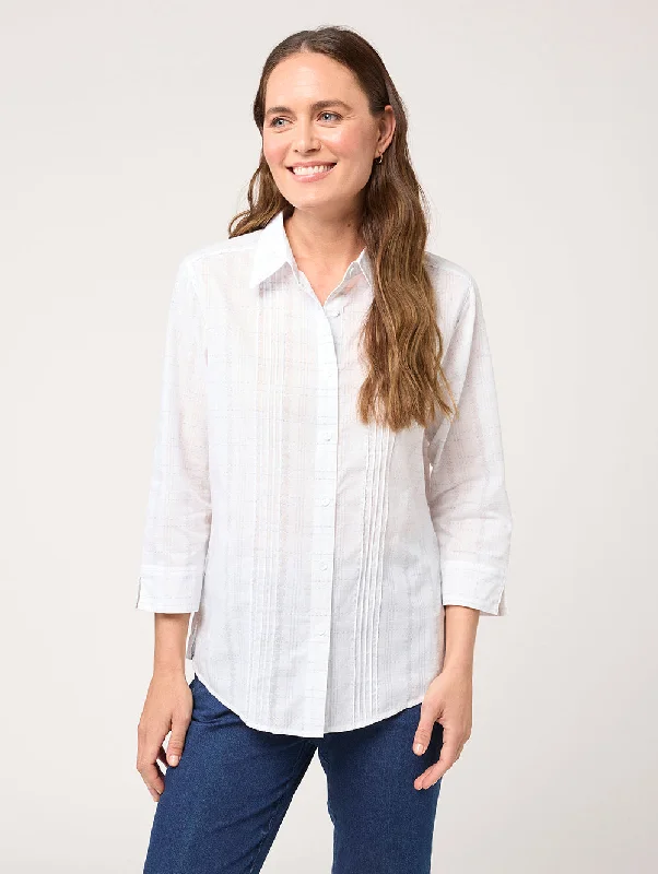 Terina 3/4 Sleeve Shirt Fashionable Pleated Short Shirt