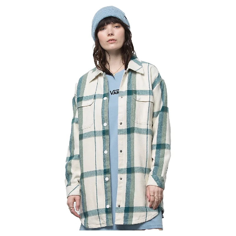 Vans Hal Plaid Shacket Shirt - Marshmallow Casual Oversized Short Shirt