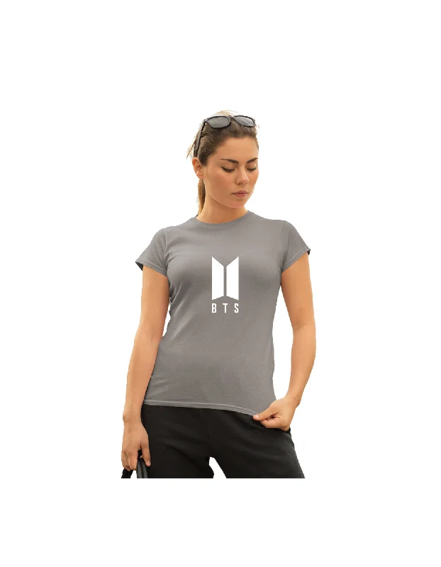 WOMENS BTS -2 PRINTED TSHIRT - GREY Elegant High-Low Short Shirt