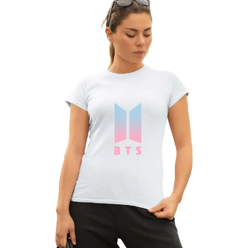 WOMENS BTS -1 PRINTED TSHIRT - WHITE Stylish Casual Short Tee