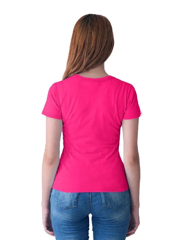 WOMENS BTS -2 PRINTED TSHIRT - DARK PINK Soft Cotton Short Tee