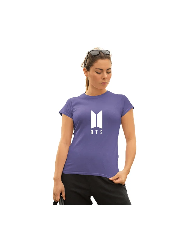 WOMENS BTS -2 PRINTED TSHIRT - VIOLET Stylish Short Sleeve Polo