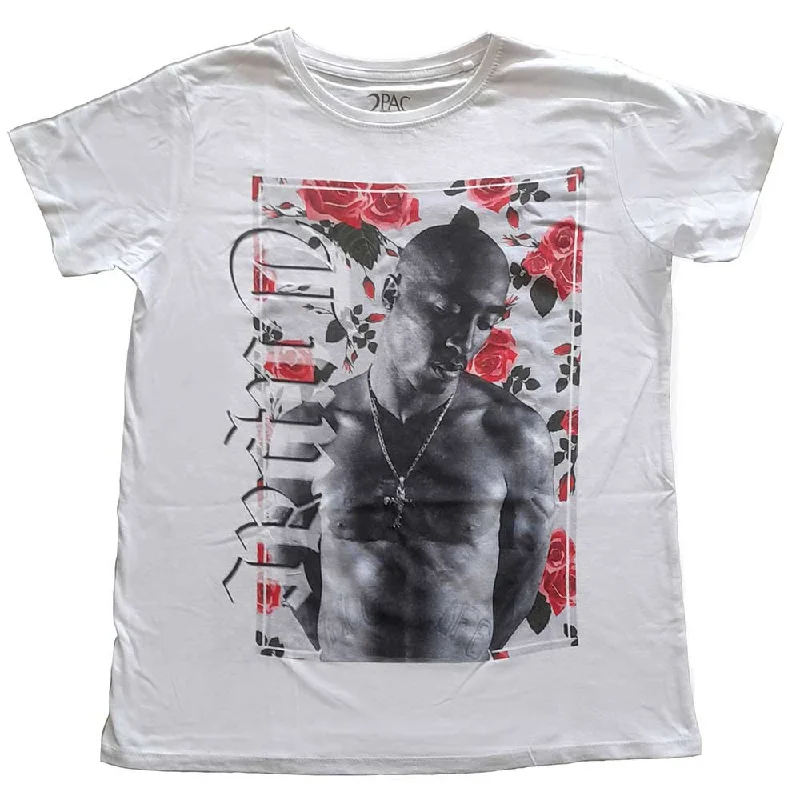 Tupac Ladies T-Shirt: Floral Anti-Shrink Durable Soft