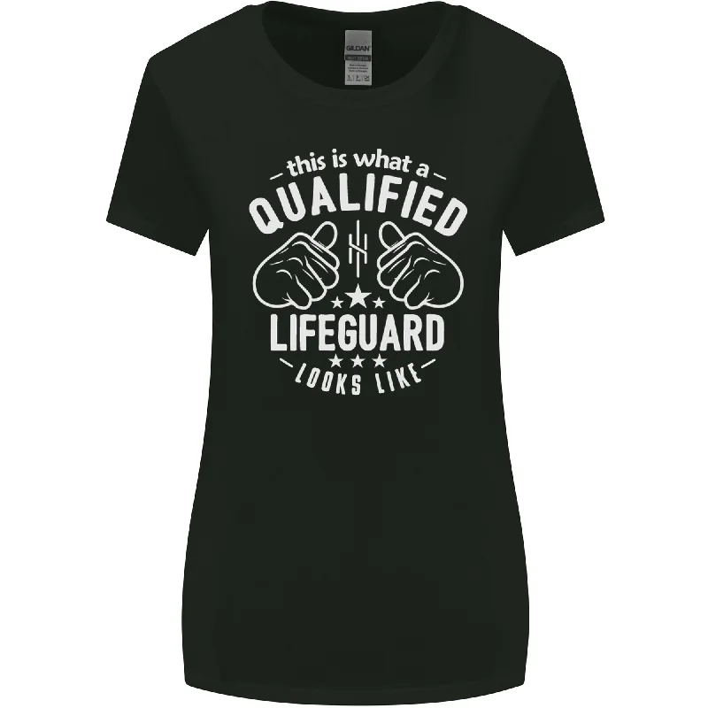 A Qualified Lifeguard Looks Like Womens Wider Cut T-Shirt Striped Floral Plaid