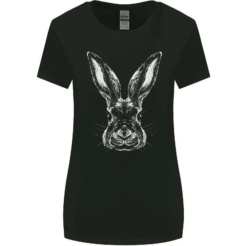 A Rabbit Head Womens Wider Cut T-Shirt Mesh Fabric Canvas Fabric Denim Fabric