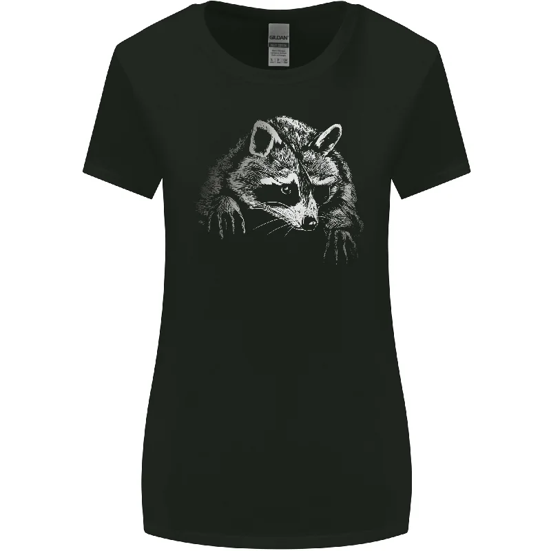 A Raccoon with an Eyepatch Womens Wider Cut T-Shirt Graphic T-Shirt Round Neck Polyester