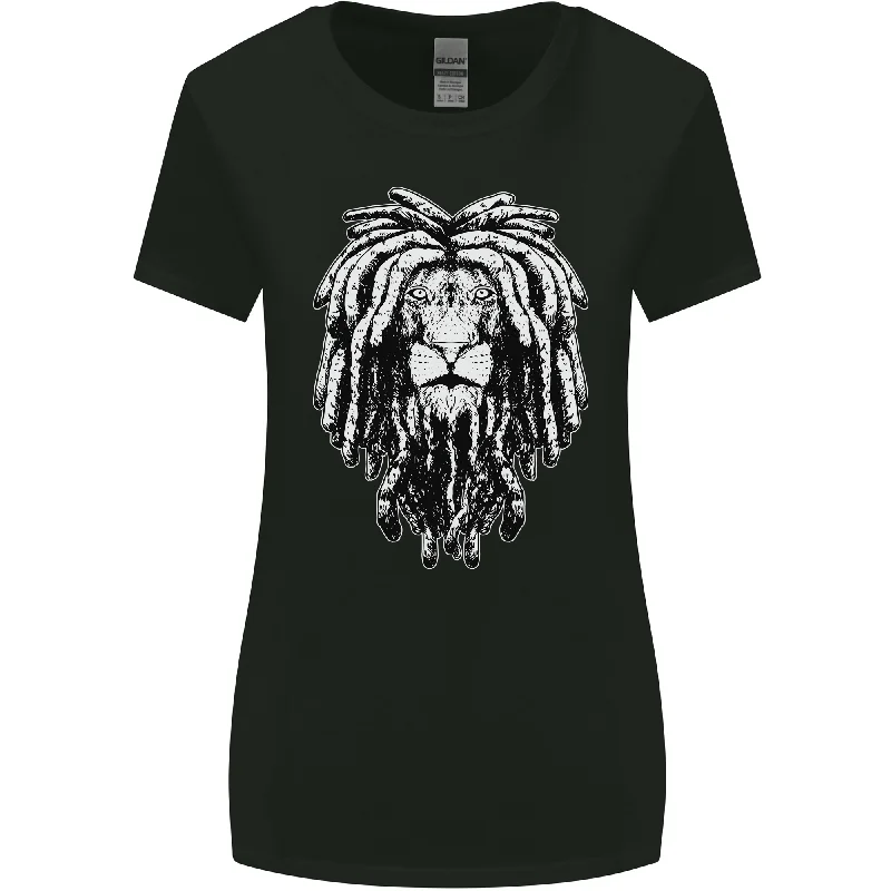 A Rasta Lion With Dreadlocks Jamaica Reggae Womens Wider Cut T-Shirt Iron Safe Non-Iron Wrinkle Free