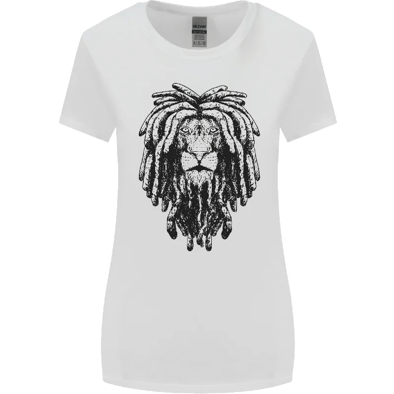 A Rasta Lion With Dreadlocks Jamaican Reggae Womens Wider Cut T-Shirt Houndstooth Herringbone Solid