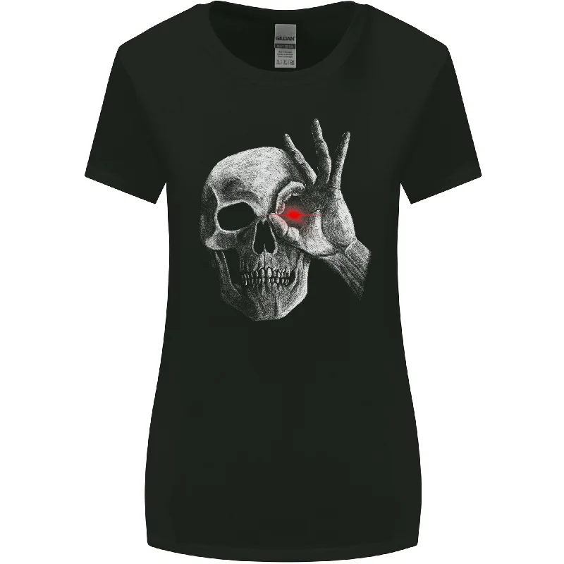 A Red Eye Skull Womens Wider Cut T-Shirt Asymmetrical Pockets Print