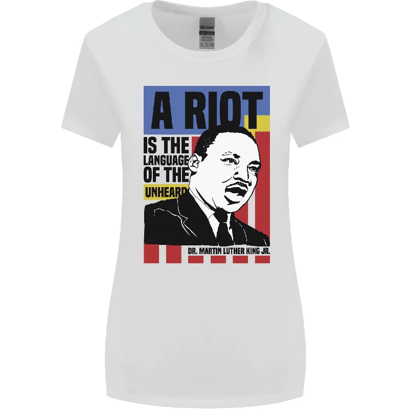 A Riot Martin Luther King Black Lives Matter Womens Wider Cut T-Shirt Striped Floral Plaid