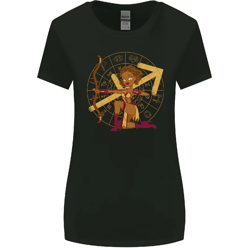 A Sagittarius Female Archer Star Sign Zodiac Womens Wider Cut T-Shirt Anti-Pilling Machine Wash Handmade