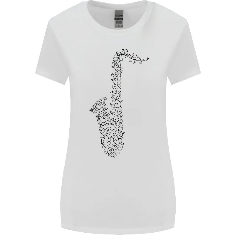 A Saxophone Musical Instrument Brass Band Womens Wider Cut T-Shirt Print Jacquard Patchwork