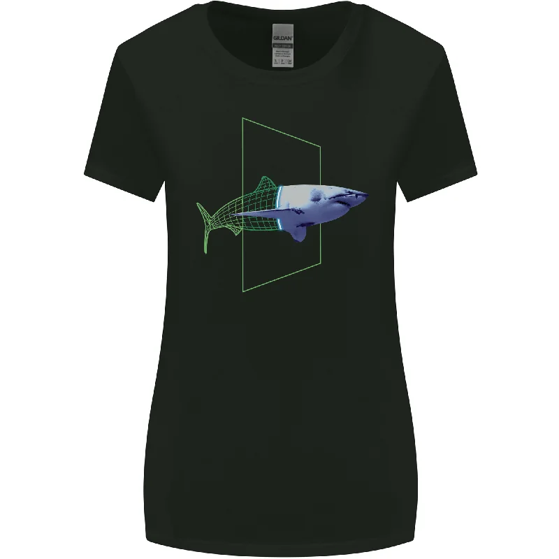 A SCI-FI Shark Womens Wider Cut T-Shirt Machine Wash Dry Clean Hand Wash