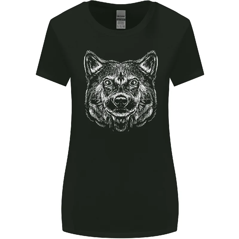 A Shiba Dog Drawing Womens Wider Cut T-Shirt Spandex Blend Rayon Blend Denim Blend