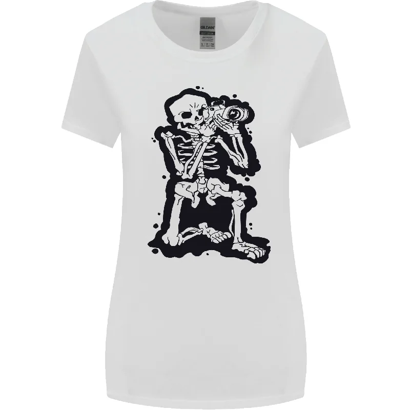 A Skeleton Photographer Photography Womens Wider Cut T-Shirt Chenille Fabric Brocade Fabric Lace Fabric