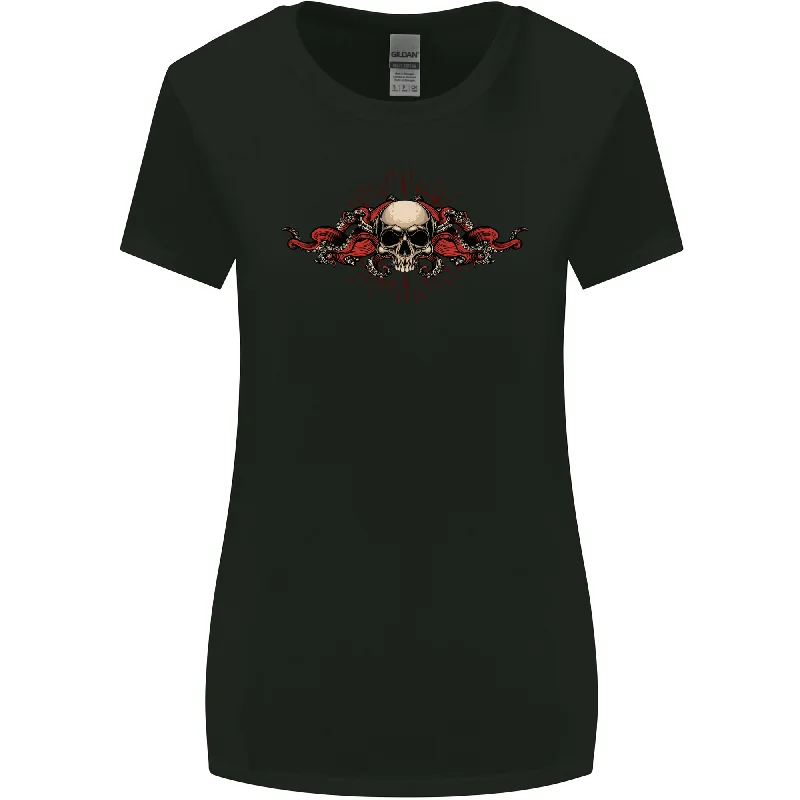 A Skull With Tentacles Womens Wider Cut T-Shirt Front Pockets Side Pockets Patch Pockets