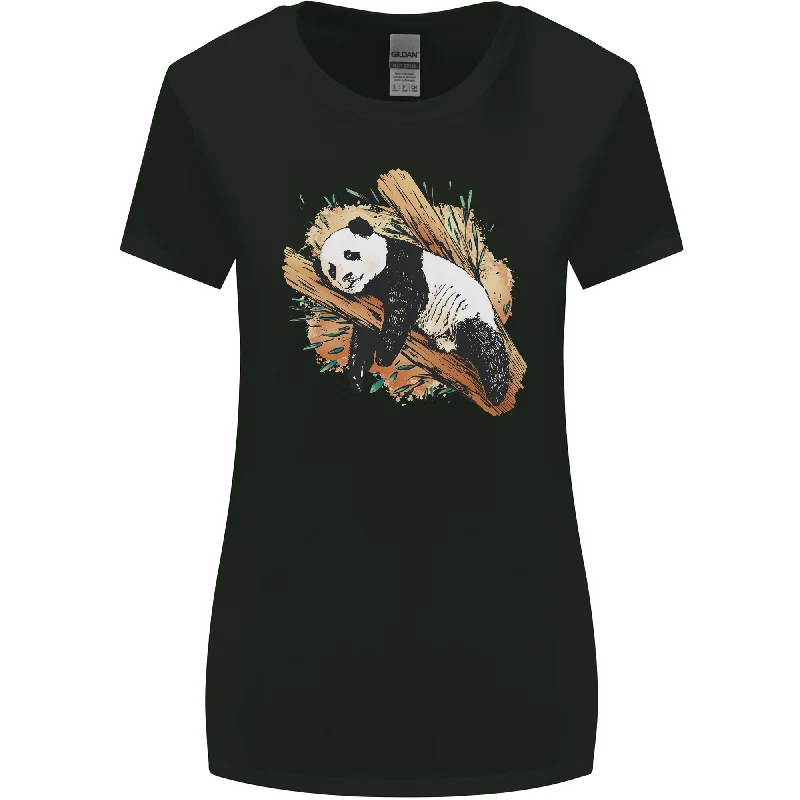 A Sleeping Panda Bear Ecology Animals Womens Wider Cut T-Shirt Embroidered Appliqued Beaded