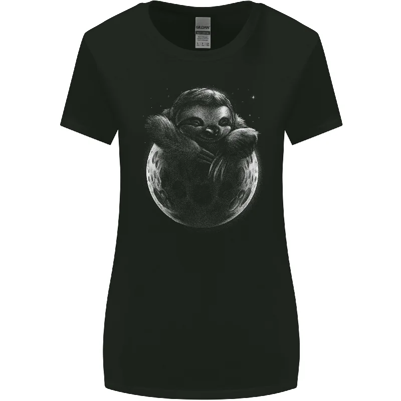 A Sloth On the Moon Womens Wider Cut T-Shirt Lace Blend Ribbed Blend Corduroy Blend