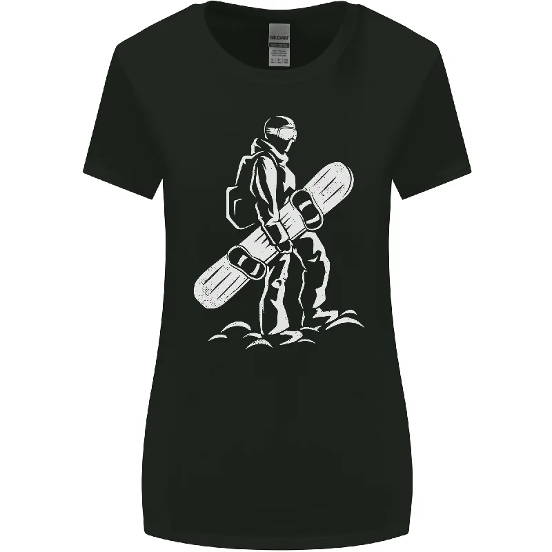 A Snowboarder Snowboarding Womens Wider Cut T-Shirt Front Pockets Side Pockets Patch Pockets