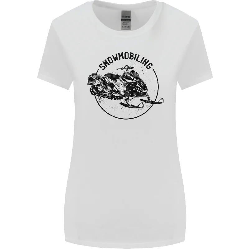 A Snowmobile Winter Sports Womens Wider Cut T-Shirt Asymmetrical Pockets Print