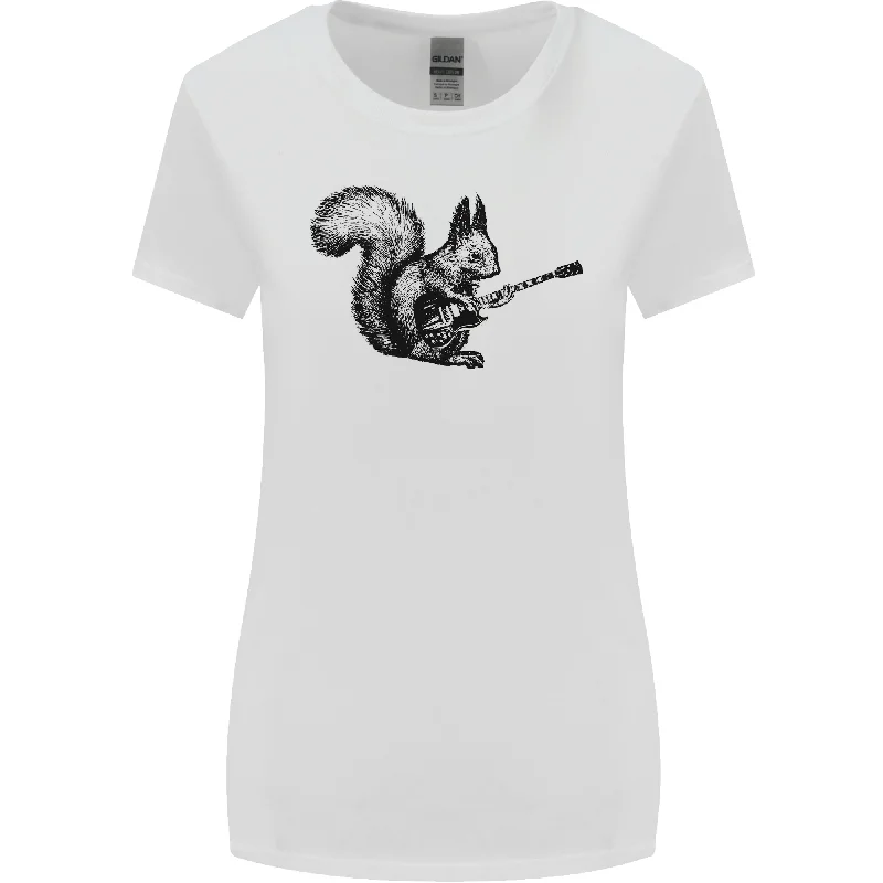 A Squirrel Playing the Guitar Womens Wider Cut T-Shirt Polka Dot Checkered Tartan