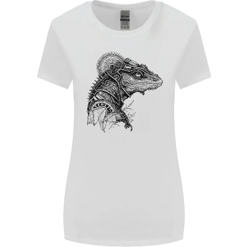 A Steampunk Iguana Lizard Reptiles Womens Wider Cut T-Shirt Jersey Fabric Tulle Fabric Batik Fabric