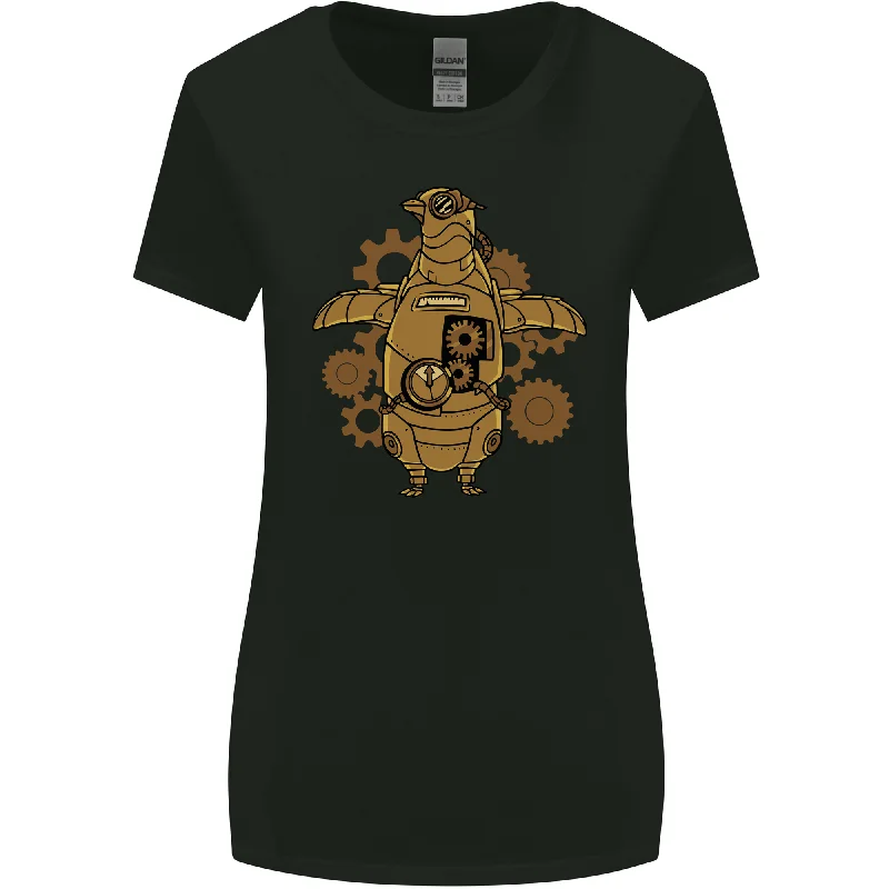 A Steampunk Penguin Womens Wider Cut T-Shirt Collared Crew Neck Turtle Neck