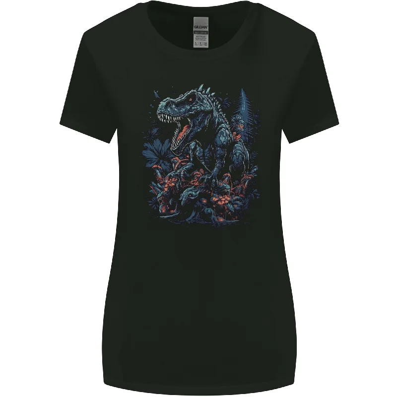 A T-Rex Dinosaur in a Prehistoric Forest Womens Wider Cut T-Shirt Fashionable Trendy Casual A T-Rex Dinosaur in a Prehistoric Forest Womens Wider Cut T-Shirt Fashionable Trendy Casual