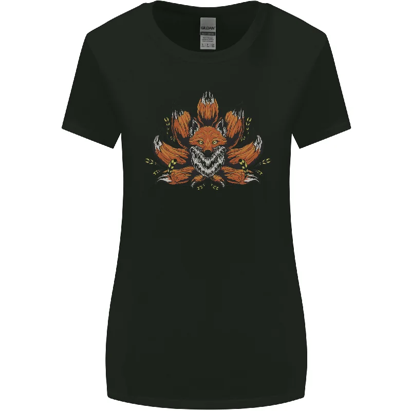 A Trippy Fox With Seven Tails Womens Wider Cut T-Shirt Front Pockets Side Pockets Patch Pockets A Trippy Fox With Seven Tails Womens Wider Cut T-Shirt Front Pockets Side Pockets Patch Pockets
