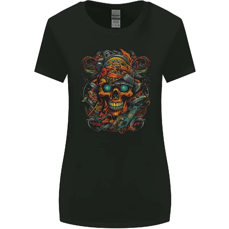 A Twisted FUBAR Skull Demon Pirate Womens Wider Cut T-Shirt Iron Safe Non-Iron Wrinkle Free A Twisted FUBAR Skull Demon Pirate Womens Wider Cut T-Shirt Iron Safe Non-Iron Wrinkle Free